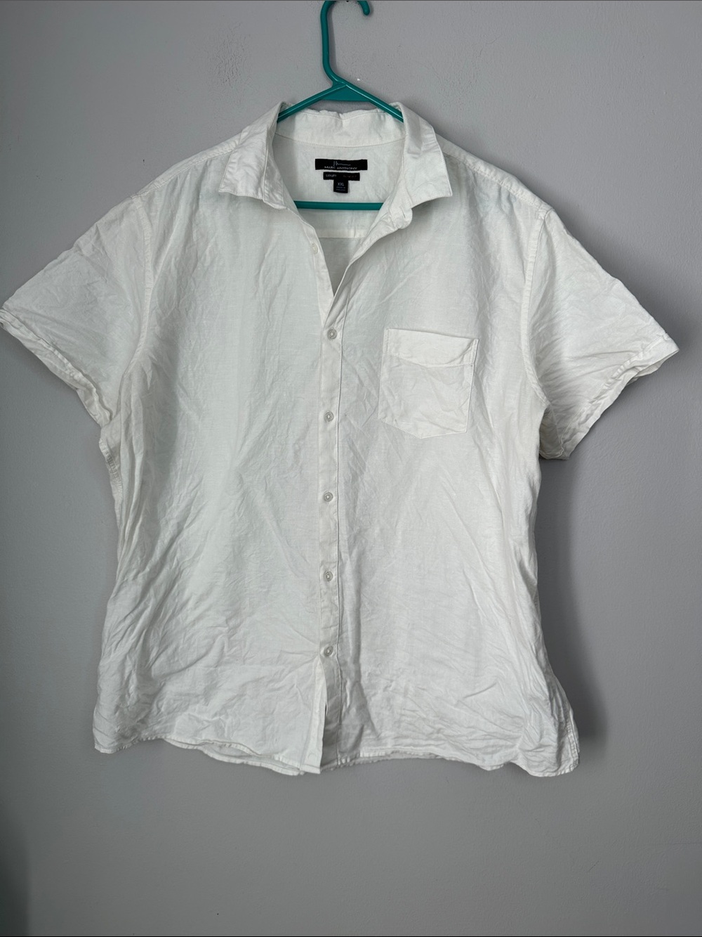 Marc Anthony luxury Slim fit White Short-Sleeve Button-Down Shirt size XXL